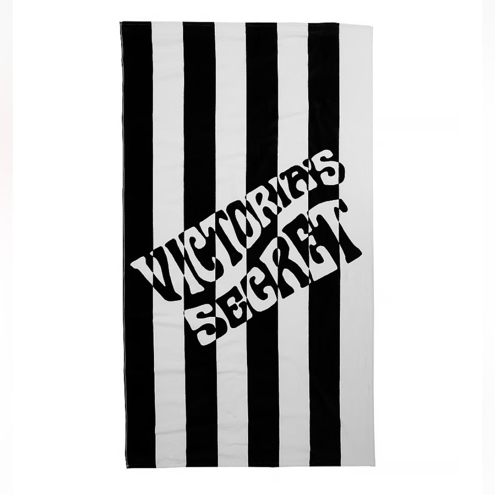 VS Black & White Striped Beach Towel